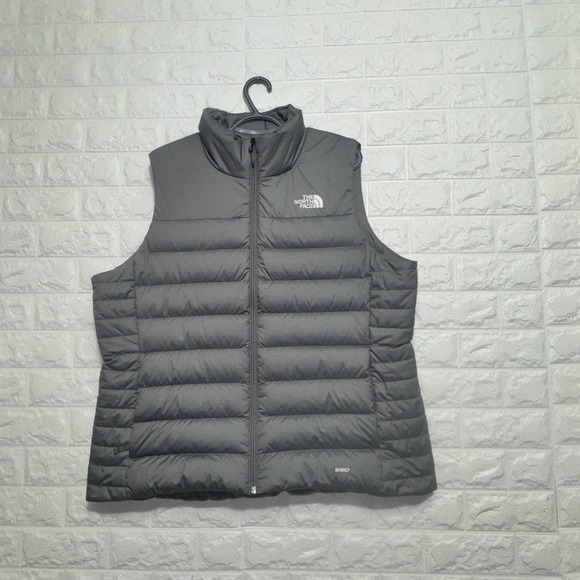 The North Face Womens Aconcagua 550 Down Puffer Vest Gray XXL Full Zip Outdoor